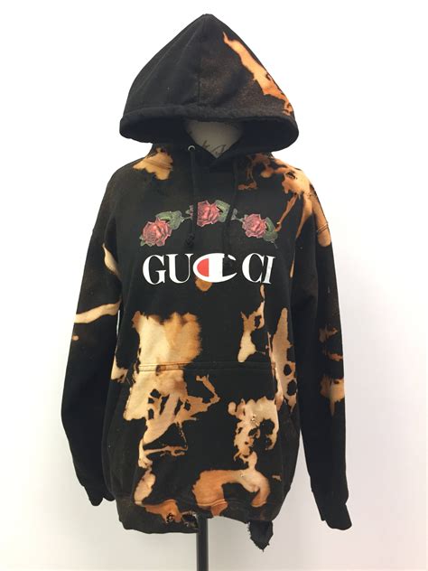 black gucci crewneck|Gucci distressed hoodie.